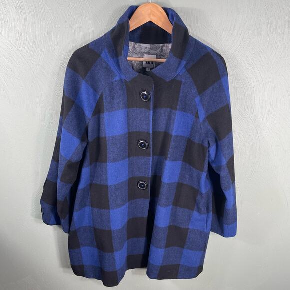 Anthropologie Coat Large Luii Tartan Plaid Paisley Lined Wool Blend Snap Button - Picture 9 of 10